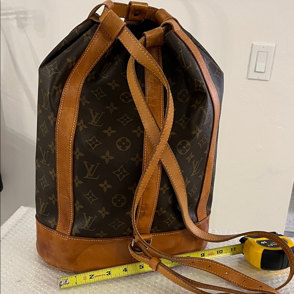 Luxury Brown Monogram Drawstring Bag - image 1